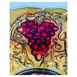 Vintage Goofus Glass Bowl Reverse Painted and Vintage Khokhloma Russian Wooden Spoon Hand Painted Folk Souvenir Art Decor Fish