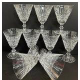 Nine Vintage Waterford Tramore Brilliant Crystal Claret Glasses / Cordial Glasses