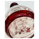 Vintage Bohemian Ruby Red and Clear Blown Glass Decanter