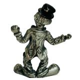 Vintage Pewter Clown and Hobo Miniature Clown Figurine on Stone Paper Weight