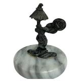 Vintage Pewter Clown and Hobo Miniature Clown Figurine on Stone Paper Weight