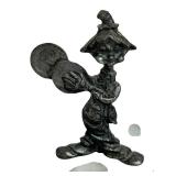 Vintage Pewter Clown and Hobo Miniature Clown Figurine on Stone Paper Weight