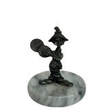 Vintage Pewter Clown and Hobo Miniature Clown Figurine on Stone Paper Weight