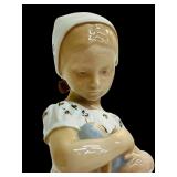 Vintage B&G Denmark Bing and Grøndahl #1721 Porcelain Girl Mary w/ Doll Figurine