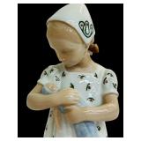 Vintage B&G Denmark Bing and Grøndahl #1721 Porcelain Girl Mary w/ Doll Figurine