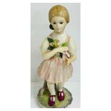 Heidi Cybis Porcelain Figurine Young Girl Holding Flowers