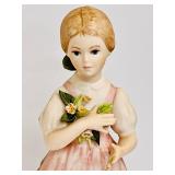 Heidi Cybis Porcelain Figurine Young Girl Holding Flowers
