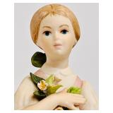 Heidi Cybis Porcelain Figurine Young Girl Holding Flowers