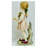 Heidi Cybis Porcelain Figurine Young Girl Holding Flowers