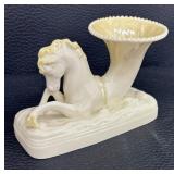 Two Vintage Belleek Seahorse Vases Third Black Mark