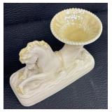 Two Vintage Belleek Seahorse Vases Third Black Mark