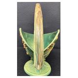 Beautiful Antique Roseville Art Pottery Green Bushberry Basket - Circa 1940