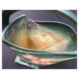 Antique Roseville Art Pottery Zephyr Lily Handled Basket Vase - 394-8" - Circa 1940