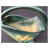 Antique Roseville Art Pottery Zephyr Lily Handled Basket Vase - 394-8" - Circa 1940