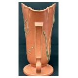 Antique Roseville Art Pottery Teasel Salmon / Rust Vase - 886-9