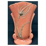 Antique Roseville Art Pottery Teasel Salmon / Rust Vase - 886-9