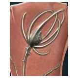 Antique Roseville Art Pottery Teasel Salmon / Rust Vase - 886-9