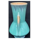 Antique Roseville Art Pottery Orian Teal Art Deco Two Handled Vase - 736-8