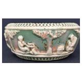 Antique Roseville Art Pottery Donatello Shallow Jardiniere Cherub Planter