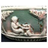 Antique Roseville Art Pottery Donatello Shallow Jardiniere Cherub Planter