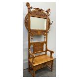 Antique Hall Tree with Mirror