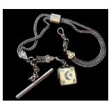 Antique Victorian F & B Gold Filled Locket Slide Fob / Antique Locket Watch Fob Chatelaine Slider