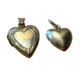 Four Vintage and Antique Heart Pendants including a 14K Gold Pendant and 10K Pendants