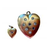 Vintage W & H Co Gold Filled Locket and Tiny 14k Heart Pedant