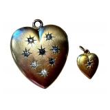 Vintage W & H Co Gold Filled Locket and Tiny 14k Heart Pedant