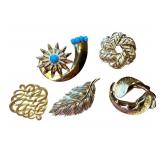 Assorted Vintage Brooches including Vintage Crown Trifari Brooches and a Vintage Coro Brooch