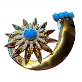 Assorted Vintage Brooches including Vintage Crown Trifari Brooches and a Vintage Coro Brooch