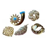 Assorted Vintage Brooches including Vintage Crown Trifari Brooches and a Vintage Coro Brooch