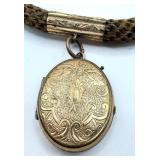 Antique Victorian Woven Hair Locket Necklace / Antique Victorian Mourning Macabre Real Hair Locket