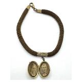Antique Victorian Woven Hair Locket Necklace / Antique Victorian Mourning Macabre Real Hair Locket
