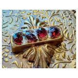 Antique Gold Tone Locket with Red Gemstones