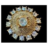 Vintage Rhinestone and Gold Tone Necklace and Earrings Set