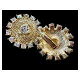 Vintage Rhinestone and Gold Tone Necklace and Earrings Set