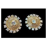 Vintage Rhinestone and Gold Tone Necklace and Earrings Set