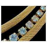 Vintage Rhinestone and Gold Tone Necklace and Earrings Set