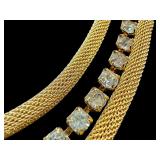 Vintage Rhinestone and Gold Tone Necklace and Earrings Set