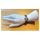 Antique Art Nouveau Enamel and Gold Tone Bracelet