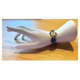 Antique Art Nouveau Enamel and Gold Tone Bracelet