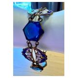 Antique Art Nouveau Enamel and Gold Tone Bracelet