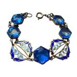 Antique Art Nouveau Enamel and Gold Tone Bracelet