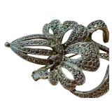 Beautiful Floral Design Marcasite Brooch