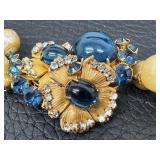 Vintage Signed DeMario Necklace / Vintage Signed DeMario Faux Pearl and Rhinestone Necklace