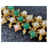 Vintage Monet Fish Brooch, Monet Faux Pearl Necklace and Vintage Crown Trifari Brooch