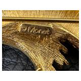 Vintage Monet Fish Brooch, Monet Faux Pearl Necklace and Vintage Crown Trifari Brooch