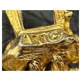 Vintage Monet Fish Brooch, Monet Faux Pearl Necklace and Vintage Crown Trifari Brooch