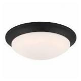 Lot of Hampton Bay Stetson 11 in. Transitional Satin Bronze 5CCT Integrated LED Flush Mount with Frosted Clear Glass Shade for Kitchen   Customer Returns See Pictures